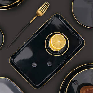 יוקרה רויאל קלאסי זהב קו עמוק כחול מותאם אישית לוגו מערבי ארוחת ערב סט - Product Image 4