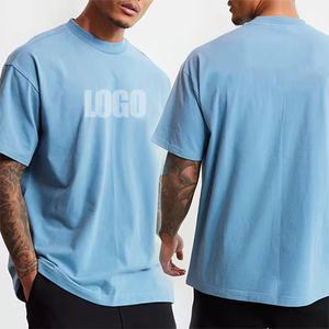 Camiseta corta de gran tamaño 100% algodón para hombre, ropa de calle con logotipo personalizado, Camiseta corta lisa con hombros caídos de calidad de lujo para mí - Product Image 2