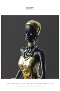 Statuette Vintage di Personaggi Africani Donne Nere Ornamenti per Decorazione Casa Soggiorno Cantinetta Mobile TV Corridoio Artigianato in Resina Cina - Product Image 6