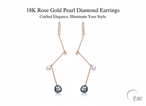 Pendientes colgantes de oro de 18 quilates con perlas de forma única Estilo clásico Elegancia distintiva para fiesta o regalo de Año Nuevo - Product Image 2