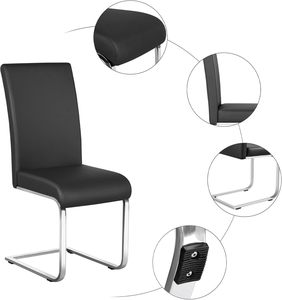 Yaheetech – ensemble de 4 chaises de <span class=keywords><strong>salle</strong></span> à <span class=keywords><strong>manger</strong></span> modernes, rembourrées en simili cuir, dossier haut, pieds en métal chromé, pour cuisine/salon - Product Image 6