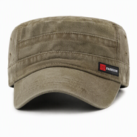 Casquette unisexe personnalisée en toile de coton lavée, style militaire, à calotte plate, avec boucle réglable, casquette de patrouille, casquette de travail vintage, style urbain