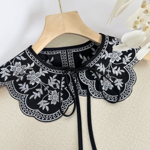 <span class=keywords><strong>Faux</strong></span> <span class=keywords><strong>col</strong></span> amovible en dentelle brodée florale noire pour femmes vintage pour chemises et chandails - Product Image 1
