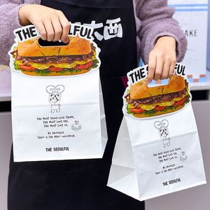 Sac en papier kraft à fond carré biodégradable et écologique personnalisé - Pour l'emballage à emporter des aliments tels que les hamburgers, les gâteaux - Product Image 4