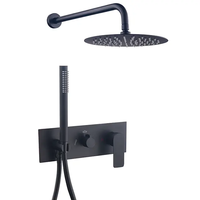 Ensemble de robinetterie thermostatique en laiton pour douche, avec pommeau rond à double poignée et 2 fonctions (pluie et massage), pour système de salle de bain contemporain