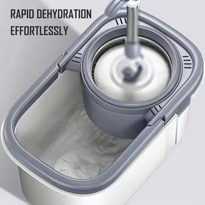 Mopa giratoria redonda superventas de fábrica para limpieza de suelos, con cubo de limpieza giratorio 360 y separación de agua sucia - Product Image 3