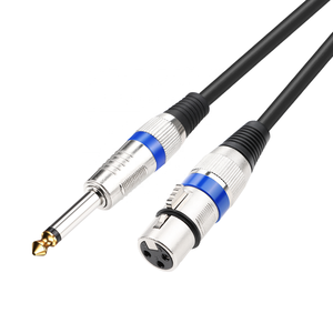 Câble coaxial tressé de 1 m (3,3 pi) pour microphone dynamique, <span class=keywords><strong>XLR</strong></span> mâle vers <span class=keywords><strong>jack</strong></span> stéréo TS <span class=keywords><strong>femelle</strong></span> 6,35 mm, avec gaine en PVC, pour HDTV et haut-parleurs - Product Image 2