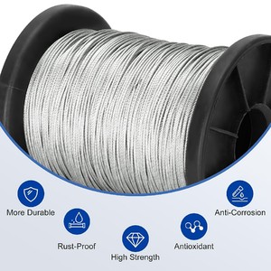 <span class=keywords><strong>Cable</strong></span> de Acero Inoxidable T316 con Terminales de Aluminio, <span class=keywords><strong>Cable</strong></span> Metálico 7x7 <span class=keywords><strong>para</strong></span> Luces Colgantes, Tendederos, Enrejados - Product Image 2