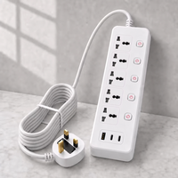 Multiprise industrielle universelle 10A IP44 avec prise 3 broches, interrupteur indépendant, 4 prises CA, 2 ports USB-A et 1 port USB-C, rallonge électrique