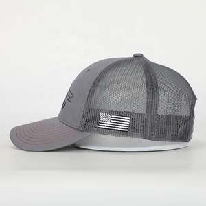 BSCI venta al por mayor personalizado 6 paneles deporte papá sombrero de alta calidad bordado Logo gris algodón Gorras etiqueta tejida clásica gorra de camionero - Product Image 3