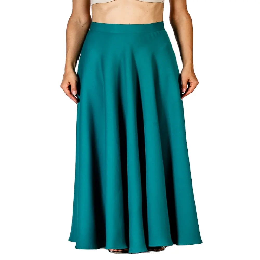 High Quality Made in Italy Long Green Skirt for Chic Women and for Special Occasions