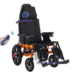 Fair price Steel High Backrest Folding Reclining Electric Wheelchairs Disabled Handicapped Wheel chair Silla de ruedas
