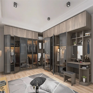 可定制家庭办公室和卧室滑动衣柜橱柜可扩展钢木服装 - Product Image 1