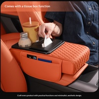 Coussin de repose-bras de voiture cinq-en-un avec emblèmes personnalisés, en PVC, ajustement universel, rehausseur de repose-bras, porte-gobelet et boîte à mouchoirs