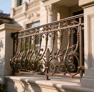 Thiết kế hiện đại màu đen wrought sắt cầu thang lan can bên ngoài lan can & tay vịn - Product Image 2