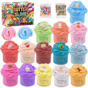 Lot <span class=keywords><strong>de</strong></span> 12 kits <span class=keywords><strong>de</strong></span> slime au beurre super mini, parfumés, doux, non collants, jouets anti-stress DIY, cadeaux pour les fêtes d'enfants, ensemble <span class=keywords><strong>de</strong></span> jouets sensoriels - Product Image 1