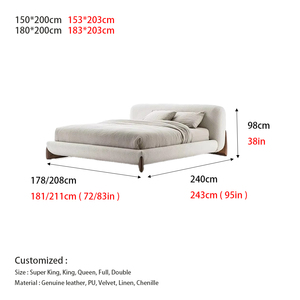 Letto Moderno Queen e King Size con Testiera Imbottita, Comodo Mobile in Legno per la Casa con Certificazioni ROHS CE SGS GCC - Product Image 3