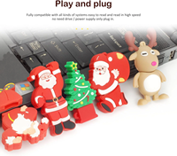 Nouvelle Clé USB Créative en PVC Motif Dessin Animé Père Noël Arbre de Noël Porte-clés Cadeau pour Ordinateur et Autoradio en Caoutchouc Souple
