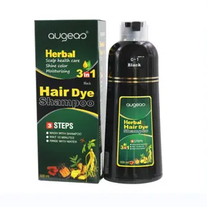 500ml Permanent Augeas Hair Dye Shampoo Fast Ship Organic Natural Color Herbal Chestnut Brown Hair Dye Shampoo