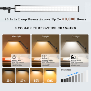 आधुनिक सरल लक्जरी एल्यूमीनियम आंखों की सुरक्षा लंबे हाथ की डेस्क लैंप लचीला रिमोट कंट्रोल डीसी क्लिप टेबल लैंप डाइमिबल इलेक्ट्रिक - Product Image 4