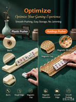 Supports de Mahjong de Luxe en Rotin Tressé et Acrylique avec Poussoirs, Supports de Tuiles en Forme de U Festonnés pour Ensemble d'Accessoires de Mahjong Américain