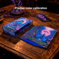 Cartes de tarot personnalisées avec bords dorés bleus, impression de luxe, collection d'anime, thème Aquarius, jeu de cartes oracle