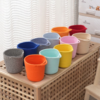 Vente en gros de paniers tissés en corde de coton de forme ronde et tressée, paniers de rangement de jouets populaires