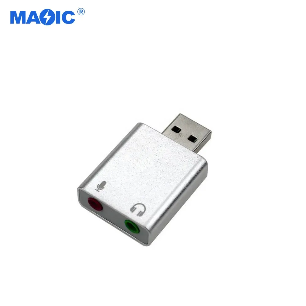 Promotion Factory Price External Aluminum Alloy USB Interface Sound Card 7.1 Channel Audio Interface Plug and Play Sound Card