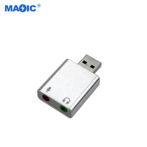 Promotion Usine Prix Externe En Alliage D'aluminium USB Interface Carte Son 7.1 Canaux Audio Interface Plug and Play Carte Son