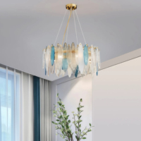 Lámpara Colgante JYLIGHTING, Diseño Circular Arqueado, Anillo Acrílico, Acabado Doble Brillante y Esmerilado, Estilo Mediterráneo para Villa