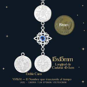 สร้อยคอสแตนเลสสตีลของ Tetragramton เครื่องรางป้องกันนำโชคผูกปมแม่มดที่มีจี้แฟชั่นของนักบุญ - Product Image 3
