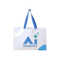 Sac de courses réutilisable en PP laminé tissé 120 g/m², imprimé quadrillé classique personnalisé, écologique et recyclable, pour promotion en supermarché