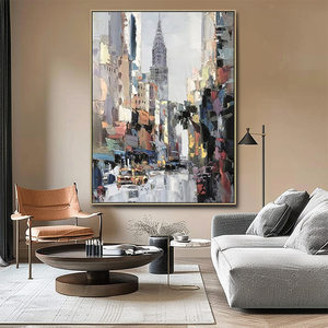 <span class=keywords><strong>Peinture</strong></span> murale encadrée en toile de grande taille, paysage texturé en 3D de la ville de <span class=keywords><strong>New</strong></span> <span class=keywords><strong>York</strong></span>, abstrait, fait à la main, décoration d'intérieur - Product Image 1