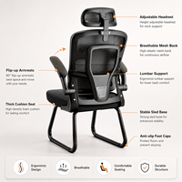 Chaise de bureau ergonomique avec soutien lombaire et appui-tête réglables - Chaise de bureau en maille respirante pour le bureau à domicile et les jeux