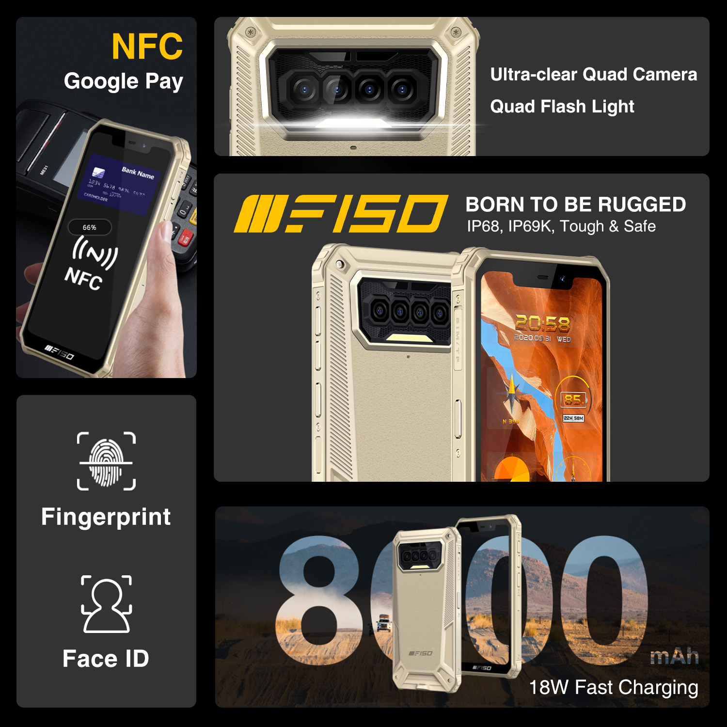 OUKITEL F150 B2021 - Rugged IP68 Smartphone with 8000mah Battery