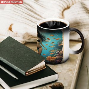 Mug à changement de couleur noir givré 11oz en céramique réutilisable, tasse quotidienne écologique sans BPA - Product Image 3