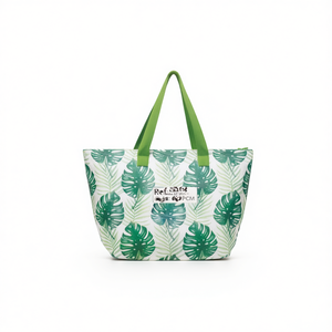 Borsa da Spiaggia Impermeabile in PVC con Stampa Digitale a Foglie 61x38x25cm con Tracolla - Product Image 1