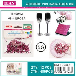 Strass Ilan 3mm Rosa per Artigianato e Decorazioni - Product Image 1