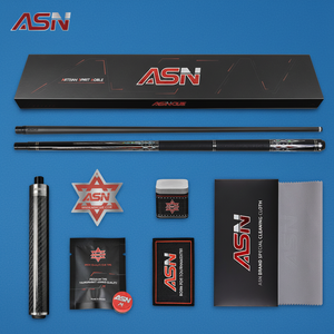 A-02-SET ASN Taco <span class=keywords><strong>de</strong></span> <span class=keywords><strong>billar</strong></span> profesional <span class=keywords><strong>de</strong></span> fibra <span class=keywords><strong>de</strong></span> carbono <span class=keywords><strong>de</strong></span> alta calidad, con junta central 1/2, pasador radial, ligero, <span class=keywords><strong>de</strong></span> 2 piezas - Product Image 1