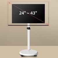 HILLPORT monitor layar TV troli 24 ~ 43 inci, layar monitor putih angkat beban, dudukan troli LED LCD Tinggi Rendah TV Mesa 24 ~ 43 inci