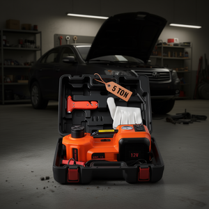 Cric électrique pour voiture 5 tonnes 12V avec écran LCD et pompe à air intégrée pour SUV, berline, camion, réparation en garage - Product Image 2