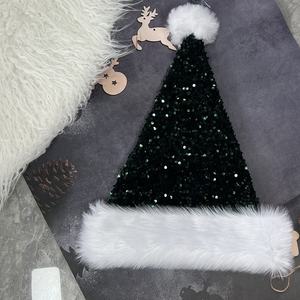 قبعة عيد الميلاد من cusomt بالترتر من البوليستر للبيع بالجملة قبعة عيد الميلاد الفاخرة المحشوة للبالغين بتخفيضات كبيرة قبعة مع pompom للبالغين - Product Image 5