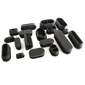 Oval Plastic Plug Insert Black End Cap For Metal Tubing /Glide Insert Durable Tubing End Cap For Pipe Post Chair Furniture