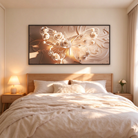 Tableau mural contemporain en toile avec cadre en bois, texture blanche, motif animalier, peinture à l'huile Wabi-Sabi, décoration de luxe pour salon et chambre à coucher