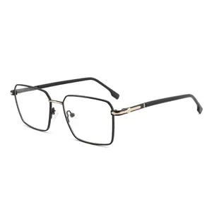 ヴィンテージファッションスクエアメガネメンズラグジュアリーブランドデザイナー人気のトラベルドライビングメタル眼鏡フレーム
