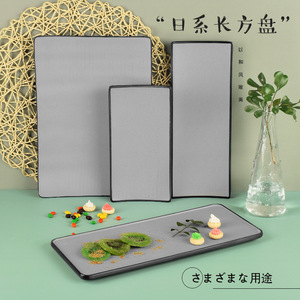 Assiettes rectangulaires en mélamine grises pour restaurant, barbecue, sushis, légumes, fêtes - Product Image 3