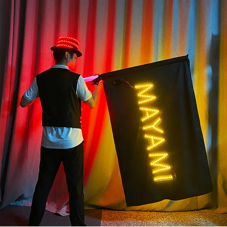 โลโก้ที่กําหนดเองบริการวีไอพีแบนเนอร์ไฟแบบชาร์จไฟได้ LED ธงกระเป๋าเป้สะพายหลังรองรับดีเจดิสโก้กิจกรรมปาร์ตี้เลานจ์บาร์ไนท์คลับ