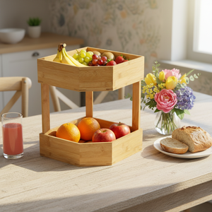 Organisateur d'<span class=keywords><strong>angle</strong></span> 2 niveaux en <span class=keywords><strong>bambou</strong></span> pour garde-manger, légumes, fruits et appareils de cuisine – Multi-usages - Product Image 2