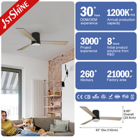 Ventilateur de plafond intelligent 1stshine moderne, dimmable, durable, de qualité supérieure, avec éclairage, compatible TUYA Wifi, pour intérieur et extérieur, puissant flux d'air, contrôle via application mobile