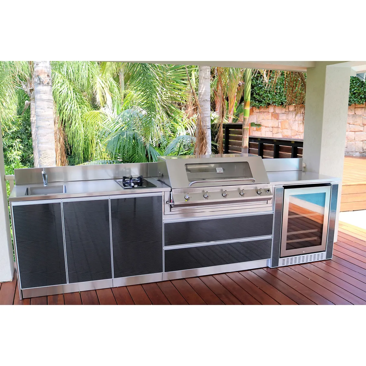 Barbekü adası açık mutfak ızgara buzdolabı ev ve bahçe için 304 paslanmaz çelik